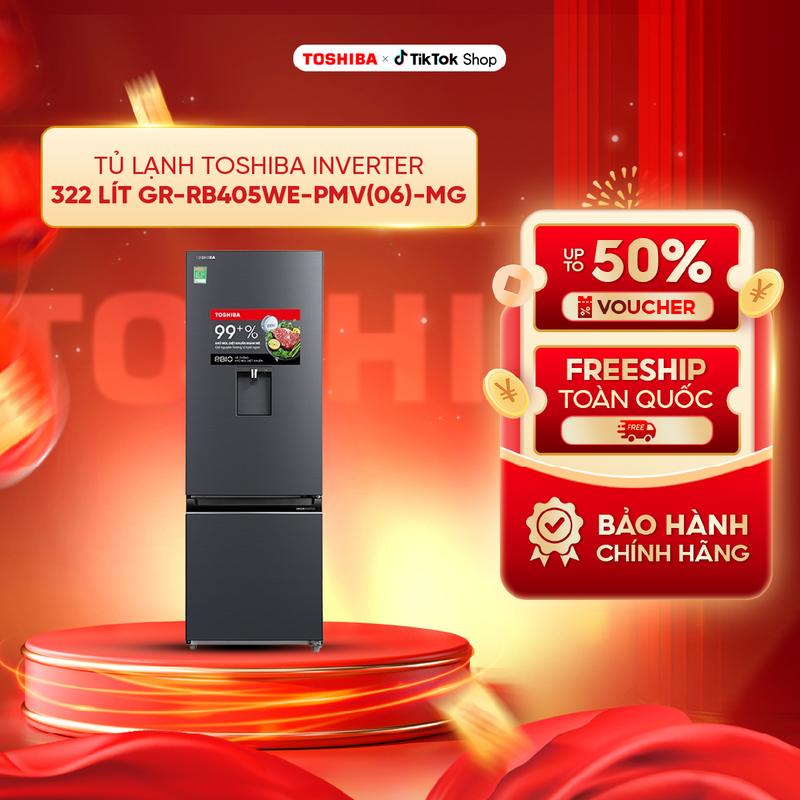 Tủ lạnh Toshiba Inverter 322 lít GR-RB405WE-PMV(06)-MG - Inverter tiết kiệm năng lượng, Ngăn đông mềm trữ thịt cá không cần rã đông, Lấy nước bên ngoài - Hàng chính hãng bảo hành 2 năm