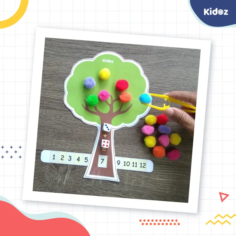 Mainan Edukasi Menghitung Pohon Pompom 1