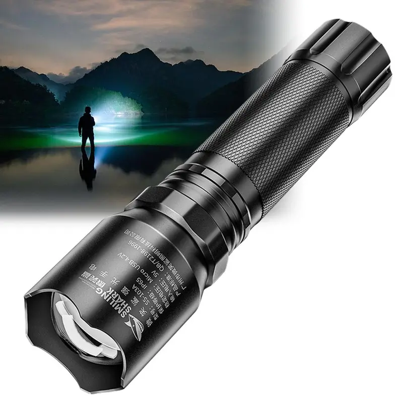 Đèn pin, Có Thể Sạc Lại, Siêu sáng, USB, Cầm Tay, Thích hợp để cắm trại, Không thấm nước, Đèn rọi ngoài trời 7