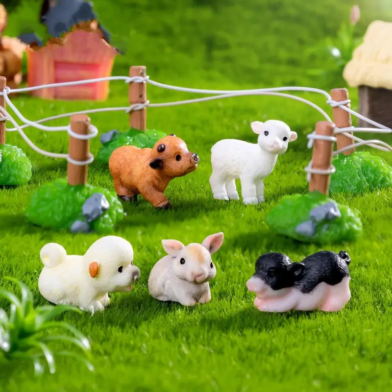 Mô hình bò ngựa cừu lợn chó thỏ trang trí tiểu cảnh, terrarium, DIY 6