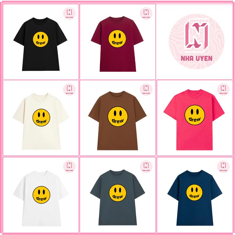 Áo thun đờ rriu mặt cười - fom rộng unisex nam và nữ chất vải cotton 2 chiều đl vải 260gsm Cổ Tròn 0