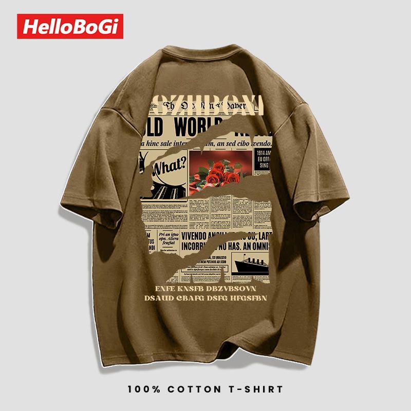 Áo Thun Ngắn Tay 100% Cotton, Phong Cách Hàn Quốc, Retro, Thời Trang, In Ấn, Áo Mùa Hè 6