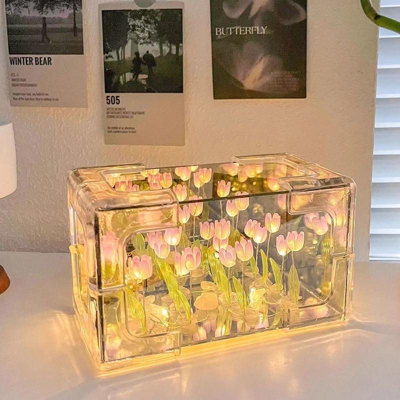 Đèn Ngủ Gương Hoa Tulip, Thiết Kế Sáng Tạo, Ánh Sáng Tự Làm Phong Cách Instagram, Đèn Tạo Không Khí, Đồ Trang Trí Để Bàn, Đạo Cụ Chụp Ảnh,  Phong Cách Ins, Đèn Gương Đám Mây, Gương Biển Hoa Tự Làm, Đồ Dùng Quà Tặng Sinh Nhật Và Ngày Lễ Tình Nhân, Trang Tr