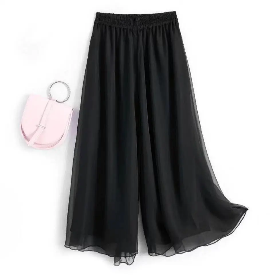 quần Ống Rộng Voan Xếp Nếp, Váy Hai Lớp Mặt Ngựa, Lót Hanfu, Phong Cách Cổ Xưa, Có Thể Mặc Bên Trong, quần Xoay Thanh tao quần y2k quần cónơ quần nơ, Nữ