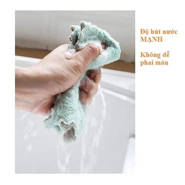 Khăn lau bếp đa năng 2 mặt siêu thấm nước kích thước 15x20cm lau ly chén vệ sinh thông minh Làm Sạch 3