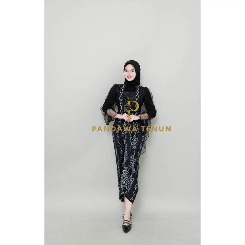 PANDAWA BAJU TENUN COUPLE PUSPA BLACK - KEBAYA COUPLE batik 1
