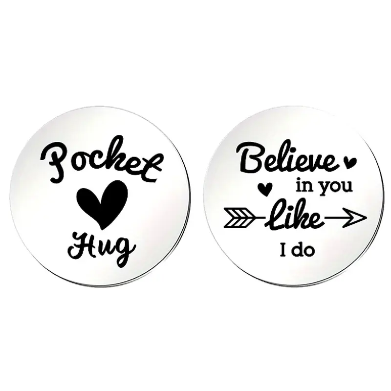 Pocket Hug Gift Coin, 1 Count Double Sided Engraved Stainless Steel Gift Coin, Party Favors for Wedding Birthday Baby Shower 3