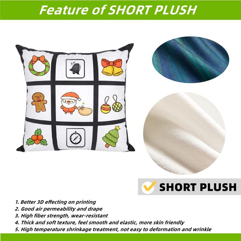 TikTok Shop 12pack Sublimation Short Plush Pillow Cases Blanks 16 x 16 Inch 9 Panels Style Short Plush Throw Pillow Covers Cushion Cover for Sublimation Sofa Couch DIY Pillow Case No Pillow Insert 12 ...