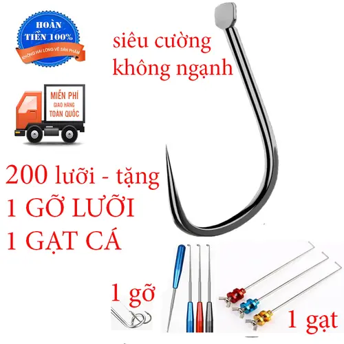 200 Lưỡi câu cá siêu cường, không ngạnh, phom size bé