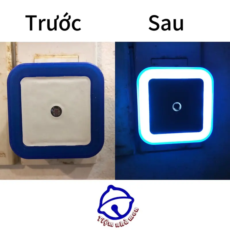 Đèn ngủ cảm ứng ánh sáng viền vuông, viền trái tim 2