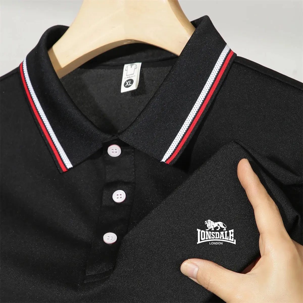 Kemeja-T Polo Kapas Lelaki, LONSDALE, Kualiti Tinggi, Baju Atasan Lengan Pendek Mewah, Fesyen, Pakaian Lelaki, Koleksi Musim Panas 2024, Ketibaan Baru