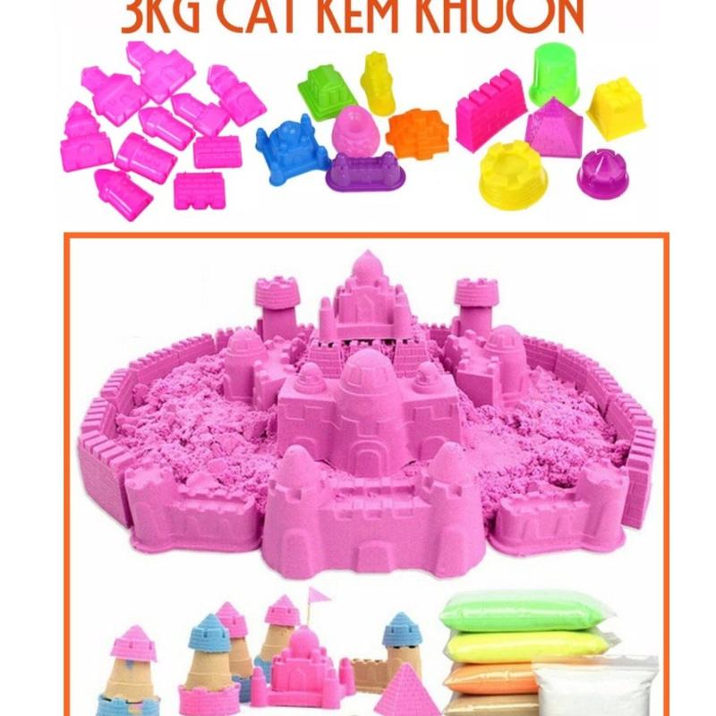  Combo 3kg cát động lực Kèm khuôn lâu đài 22 chi tiết - Cát vi sinh không dính tay không ra màu Smart Baby Đồ Chơi 