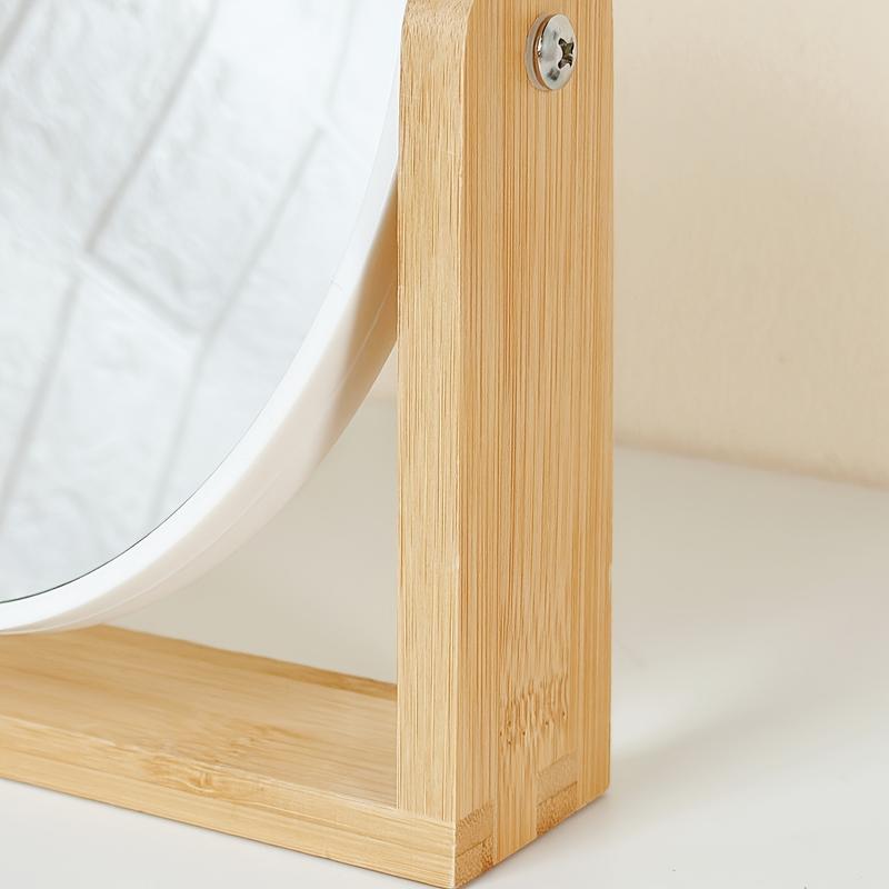 [Elegant Makeup Mirror] 1pc Elegant Wooden Frame Double-Sided Makeup Mirror |   Rotating, Simple Desk Stand Design, with Magnification - Ideal for Home Vanity Use, Makeup Vanity Desk 6