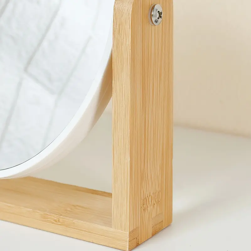 [Elegant Makeup Mirror] 1pc Elegant Wooden Frame Double-Sided Makeup Mirror |   Rotating, Simple Desk Stand Design, with Magnification - Ideal for Home Vanity Use, Makeup Vanity Desk 6