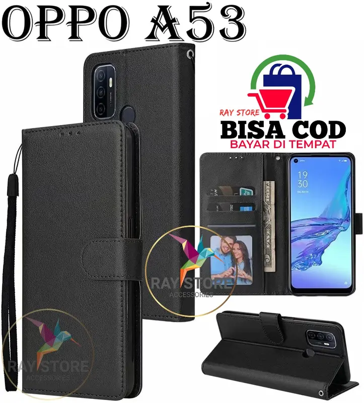 OPPO A53 FLIP LEATHER CASE PREMIUM-FLIP WALLET CASE KULIT UNTUK OPPO A53 - CASING DOMPET-FLIP COVER LEATHER-SARUNG BUKU HP TPU Kulit Sapi TPU Plastik Kulit Sapi Kulit Sapi TPU Plastik 3