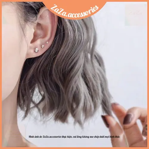 Khuyên tai nữ nam nụ đá tròn - Bông tai nam nữ nhiều size ZaZa.accessories 7