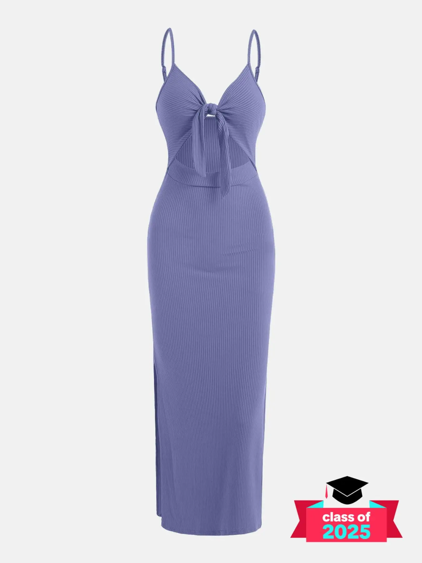 Women's Plain Cut Out Knot Front Split Thigh Bodycon Dress, Summer Clothes Women, Solid Cami Dress, Ladies Casual Summer Evening Party Nightclub Dress, Vacation Dresses
