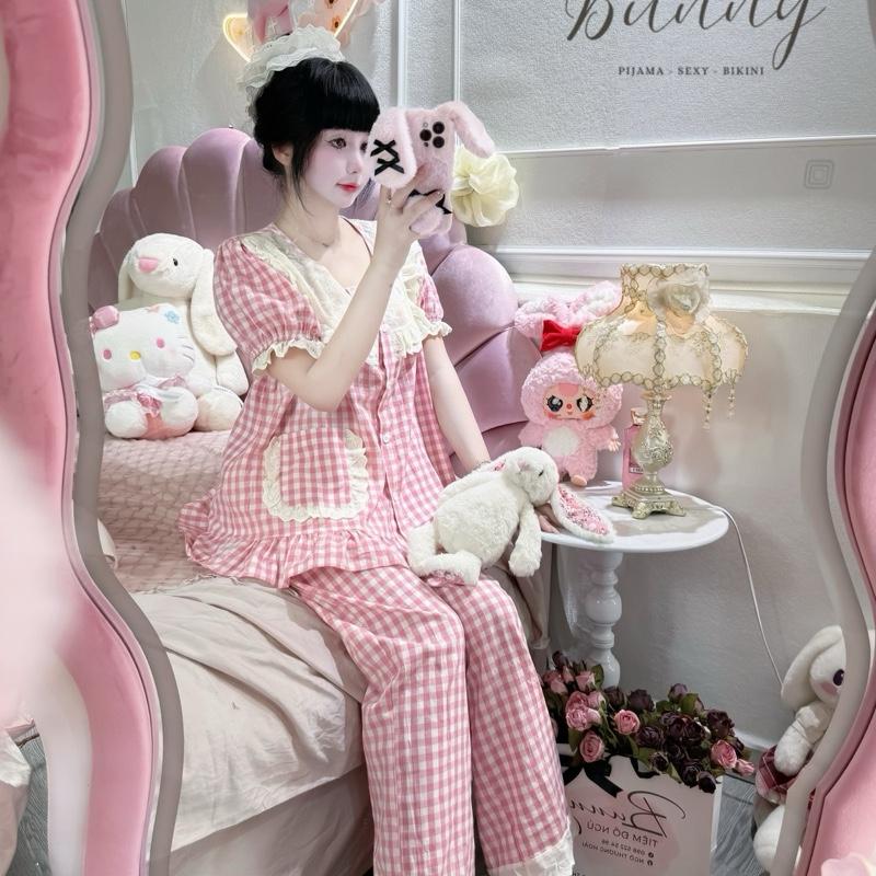 Bộ Kẻ Hồng Cổ Chun Cute Thô Mềm Qccc 6