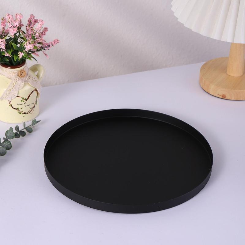 Modern Round Tray, 1 Count Kitchen Display Tray, Iron Jewelry Tray, Solid Color Simple Tray, Home Storage Organization 2