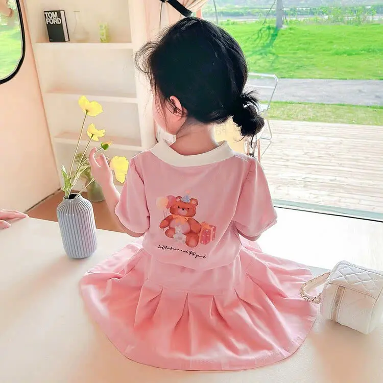 Sét váy cộc tay có cổ , chân váy xếp ly ( có lót trong ) dành cho bé . ( TT ) 2