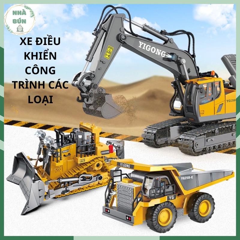 Đồ Chơi Xe Ben, Xe Ủi, Xe Máy Xúc Điều Khiển Từ Xa Cuốc Cát Bánh Xích - Động Cơ Mạnh Mẽ Di Chuyển 6 Kênh Cho Bé Toy A15 C11 C12 C13 Đèn