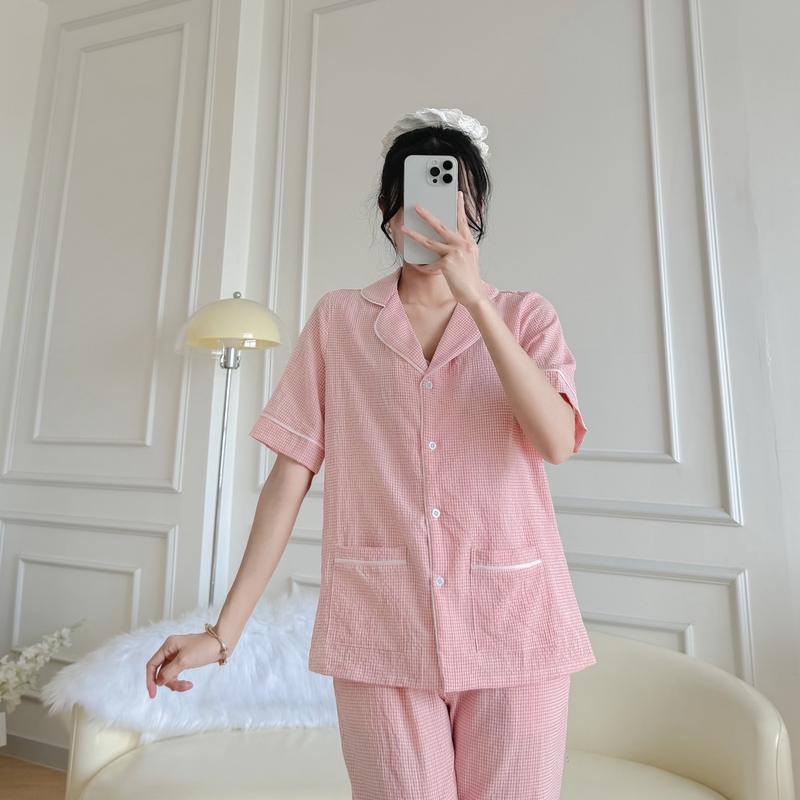 Pyjama caro nhí hồng baby bận nhà cho nữ chất vải cao cấp nhiều màu dáng rộng hàng thiết kế  cho nữ BY DEADESIGNHOUSE 6
