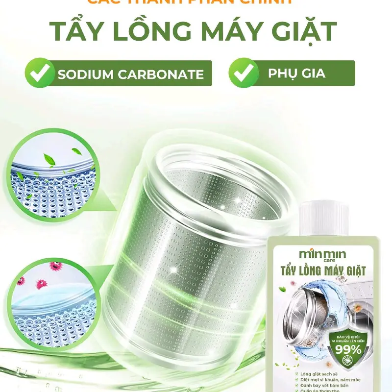 Tẩy lồng máy giặt MinMin care 300gr - Làm Sạch,An Toàn. 4
