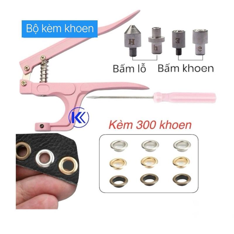 Bộ dụng cụ kìm bấm khoen ore đa năng kèm 300 khoen mắt cáo cho may mặc , quần áo , giày da , túi xách 4