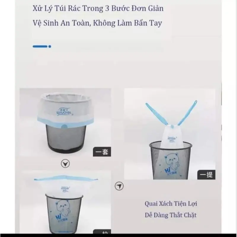 COMBO 3 Túi (300 túi) cuộn 100 TÚI ĐỰNG RÁC CÓ DÂY RÚT, TIỆN LỢI CHỐNG RÒ RỈ NƯỚC, KHÔNG SỢ BẨN TAY Kitchen 2