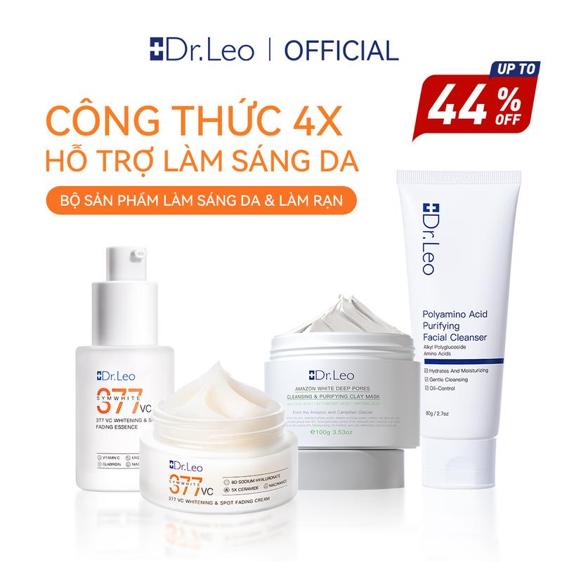 Dr.Leo 377 30ml Hỗ trợ Tinh chất dưỡng trắng và giảm thâm+377 Vitamin C Niacinamide 30g Kem làm trắng và giảm thâm+Mặt nạ bùn 100g Hỗ trợ làm sạch sâu da+Sữa rửa mặt 80g Hỗ trợ làm sạch lỗ chân lông Skincare Socola Cho Bé