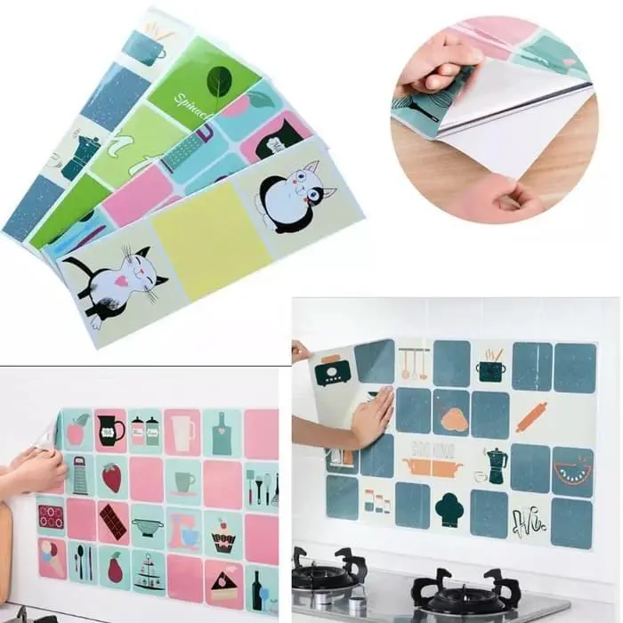 Wih PROMO Stiker Dapur Anti Minyak Aluminium Foil Wallpaper Dapur WC Motif GRATIS ONGKIR Happy Shopping