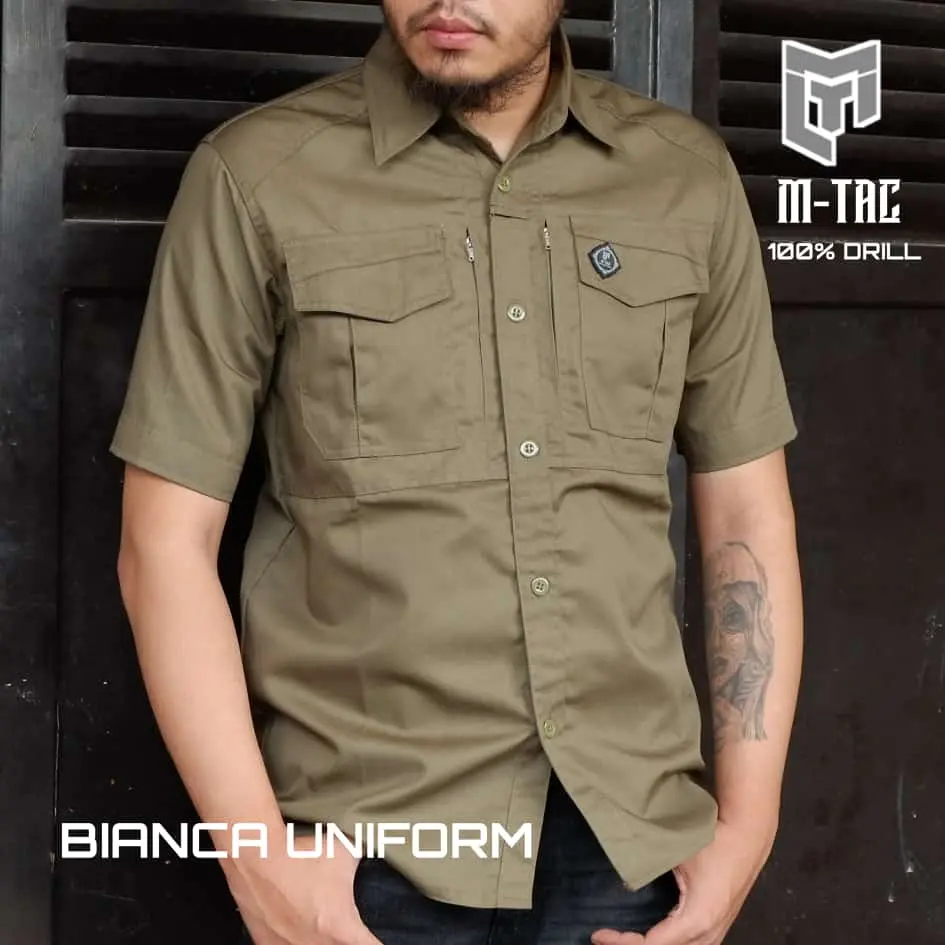 M-tac Kemeja Tactical Pria Lengna Pendek Cotton Drill Baju kemeja Lapangan Outdoor Terbaru KEMEJA MTAC GROSIR army panjang
