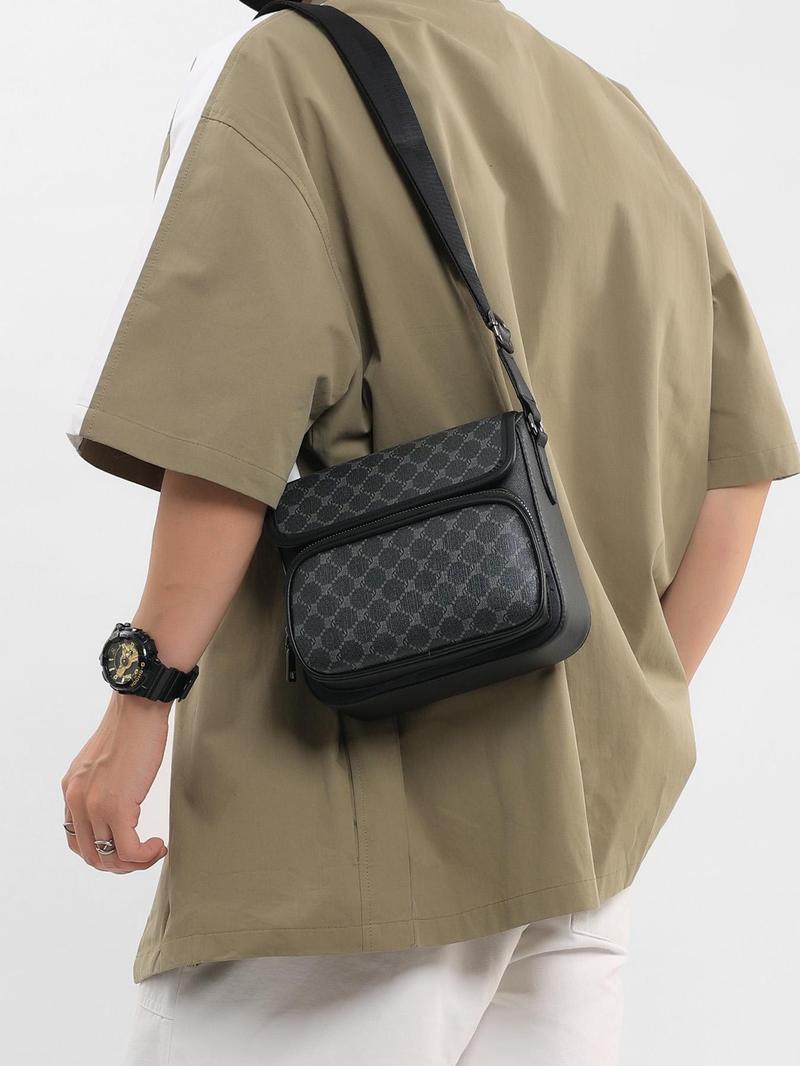 Product Introduction of Men's Fashionable PU Leather Crossbody Bag, Casual Versatile Shoulder Bag for Work & Daily Used, Trendy All-match Commuter Bag 5
