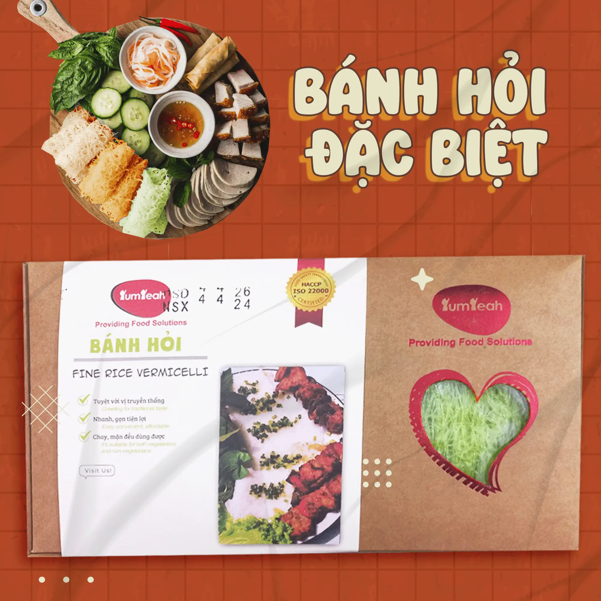 BÁNH HỎI 3 VỊ 340gr (lá dứa, lứt huyết rồng, gấc)