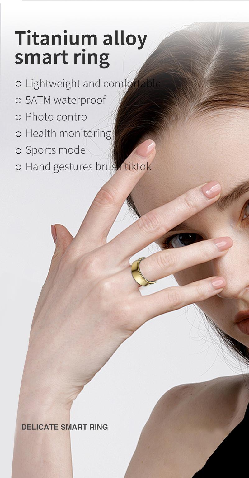 Product Introduction of Fashion SR05 smart ring Body temperature detection outdoor Titanium + epoxy resin smart finger ring Surprise Gift Box for love 14