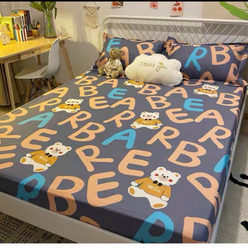 Bộ chăn ga gối gấu chữ