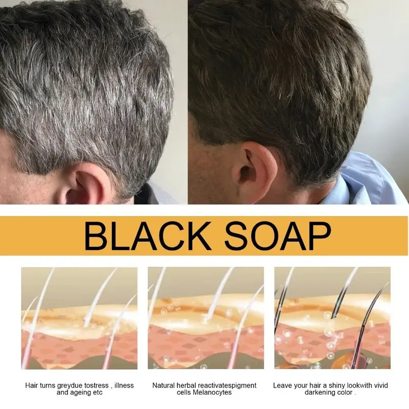 Rambut Hitam Sabun Penggelap Rambut Sabun Sampo Bar Penggelap Polygonum Essence Hair Darkening Shampoo Bar Soap Black Pomade Penghilang Uban Penyamar Rambut Putih Pomade Hitam 3