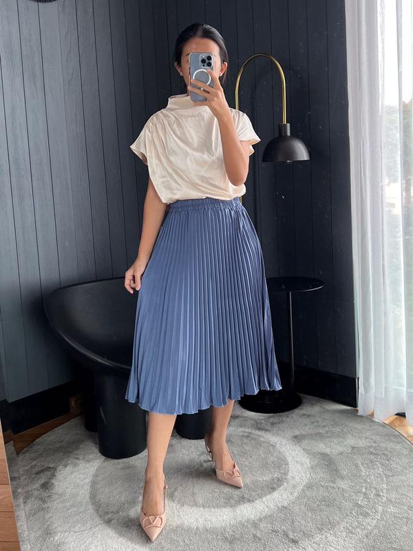 Rok Plisket Midi / Rok Plisket Tanggung / Rok 7/8  / Plisket Premium / Pleated Skirt 8