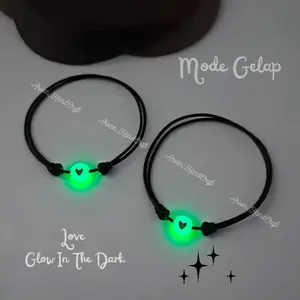 Gelang Love Glow In The Dark // Gelang Couple Love Glow In The Dark Tali Anti Air