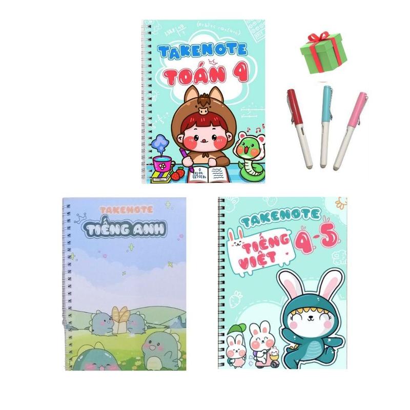 Sổ tay Takenote A5 Toán Văn Anh Tổng Hợp Kiến Thức Lớp 4 (Có Chọn - Trọn Bộ Tặng Kèm Bút Mực)