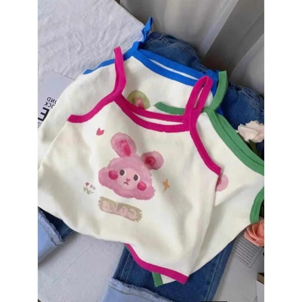 Áo Vest Thời Trang Hoạt Hình, Cho Bé Gái, Không Tay, Áo Yếm, Thích Hợp Cho Mùa Hè, Hàng Mới Về Năm 2025, Có Thể Mặc Ngoài Trời