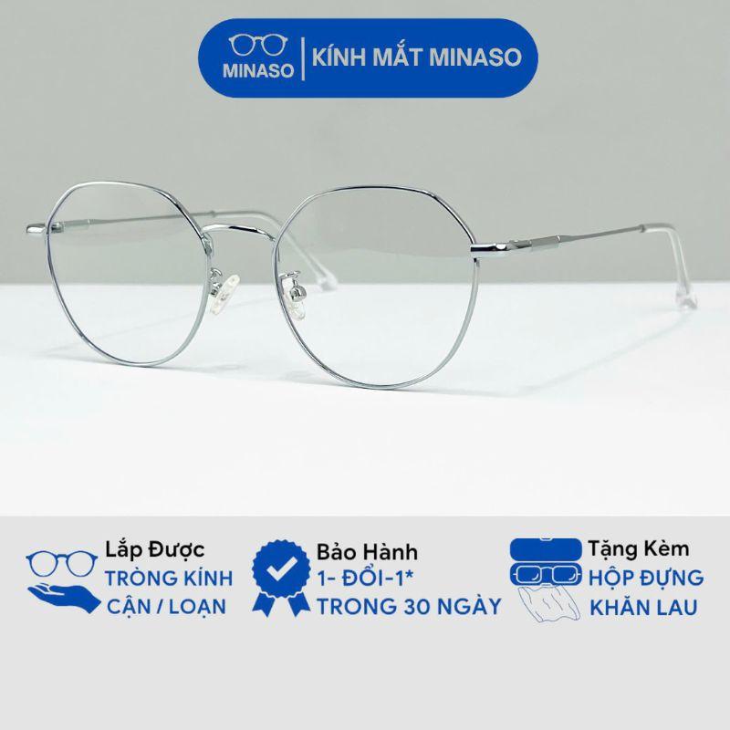 Gọng kính cận mắt kính tròn không độ nam nữ cao cấp chống ánh sáng xanh và tia UV400 bảo vệ mắt thay được tròng kính cận phong cách Hàn Quốc 180