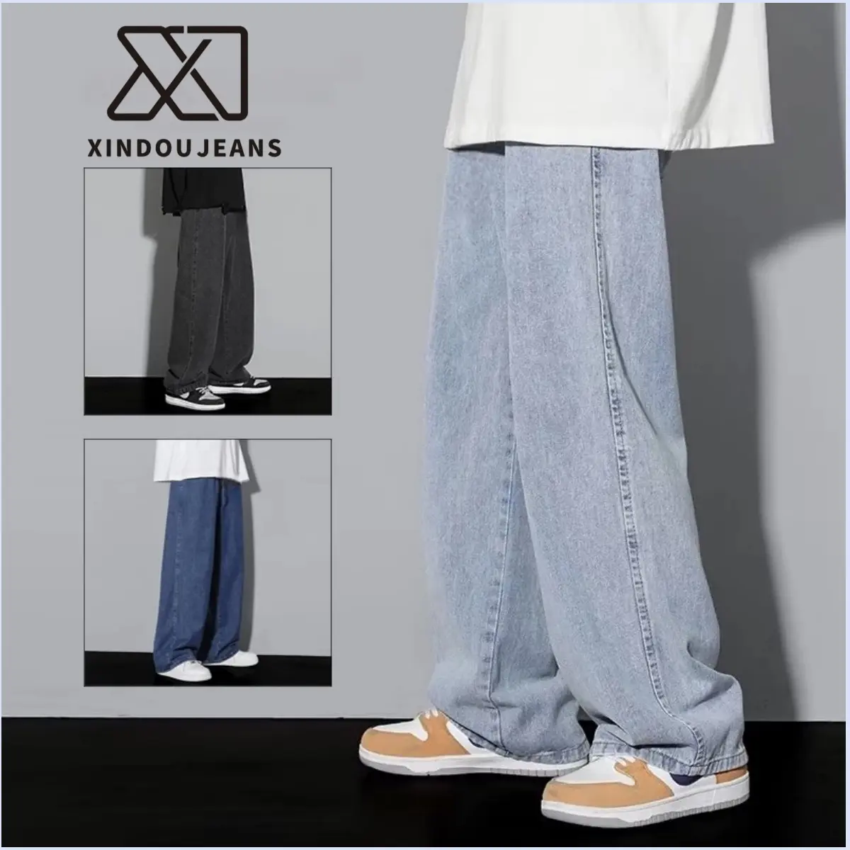 XinDou Maong Pants For Men Straight Leg Denim Jeans Korean Style
