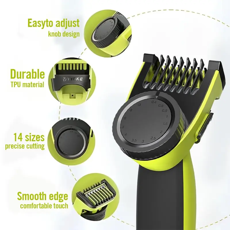 14 Adjustable Lengths Comfort Replacement Guide Comb, Electric Smooth Nose Hair Trimmer Shaver Head Blade Accessory Compatible with Oneblade Qp2520 Qp2530 Qp2620 Qp2630, Shaving Products, Showerproof Cordless Shaver, Smooth 3