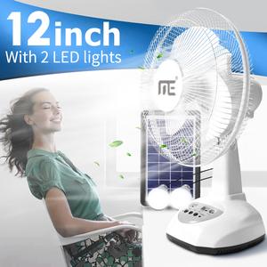 Solar Power Electric Fan And Rechargeable Electric Fan Stand Fan With 2 Bulbs & Solar Panel