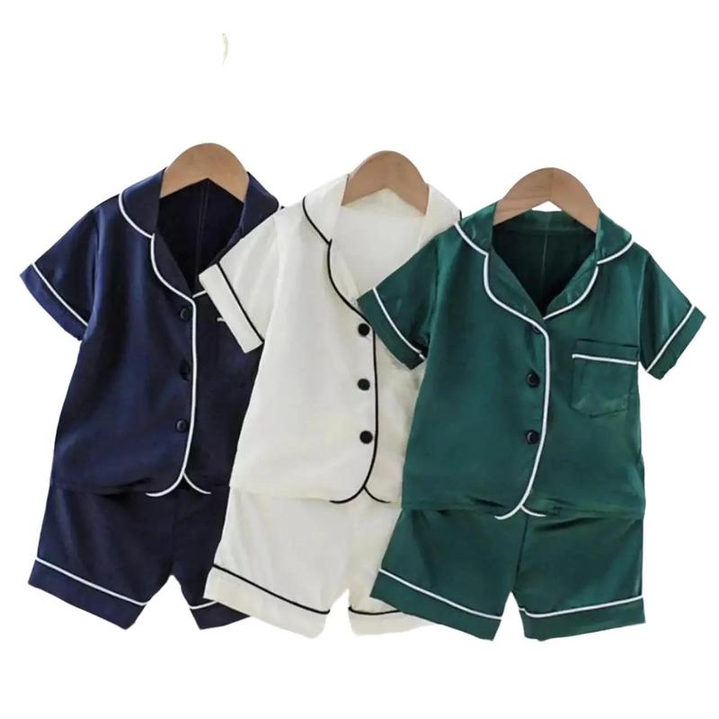 Bộ Pijama cộc tay cho bé trai bé gái bộ đồ ngủ chất lụa Satin cao cấp mặc ở nhà cho bé từ 8 - 28kg Nhân vật