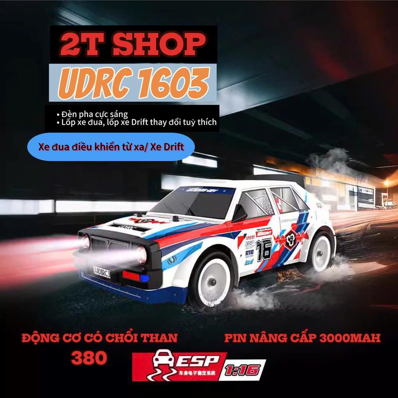 XE ĐUA ĐIỀU KHIỂN TỪ XA DRIFT UDRC 1603 1607 TỈ LỆ 1:16 - 4WD - 2.4GHz - PIN NÂNG CẤP 3000MAH - ĐỘNG CƠ CÓ CHỔI THAN 380 - ĐÈN PHA CỰC SÁNG