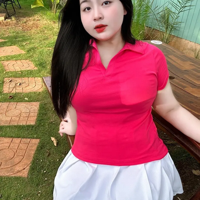 Áo thun polo bigsizeconho dáng qua rốn vải borip mã ACB 2