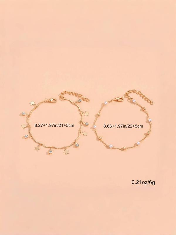 Summer 2024 Elegant Star & Beaded Anklets, Trendy All-match & Exquisite Jewelry for Beach Party & Vacation, Casual Anklet for Party, Daily Clothing Decor 1