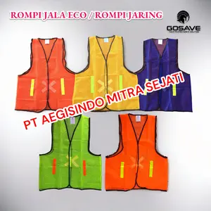 Rompi Jaring Hijau Rompi Jala Proyek Safety Vest Scotlite Polyester